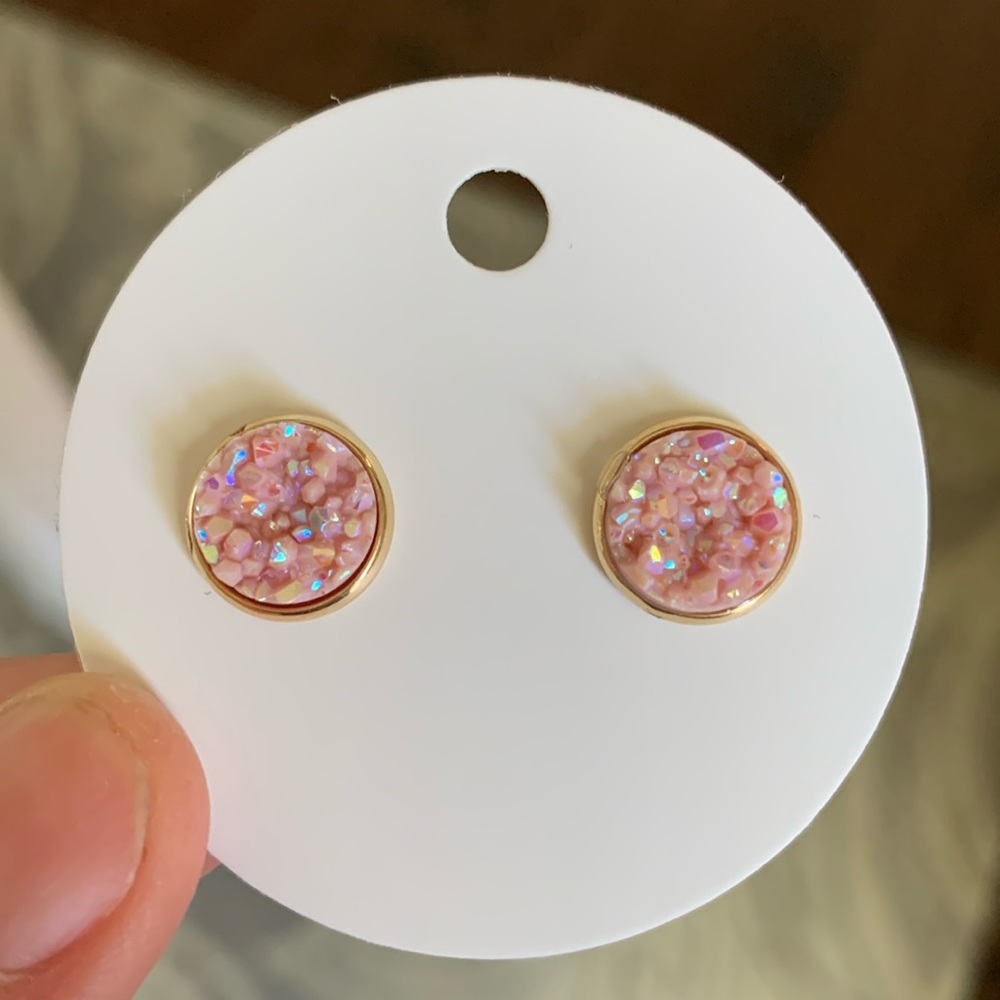 10mm Blush Druzy Stud